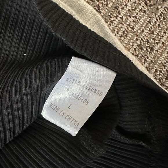 Lunik Women's Black Ribbed Bodycon Off Shoulder Button Down Long Sleeve Dress  L - Picture 11 of 12